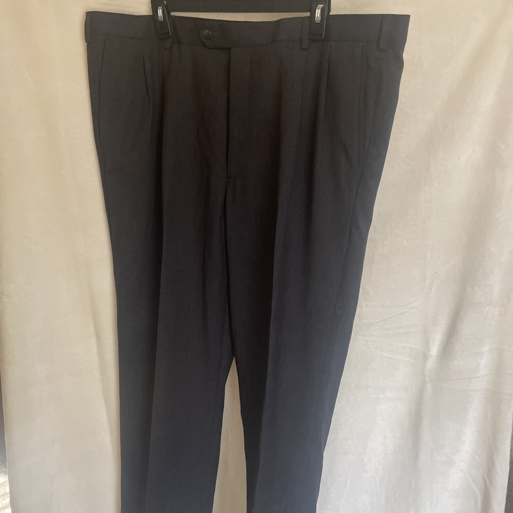 Roundtree Yorke 40 x 30  Gray 100% Wool Pleated Cuffed Dress‎ Pants